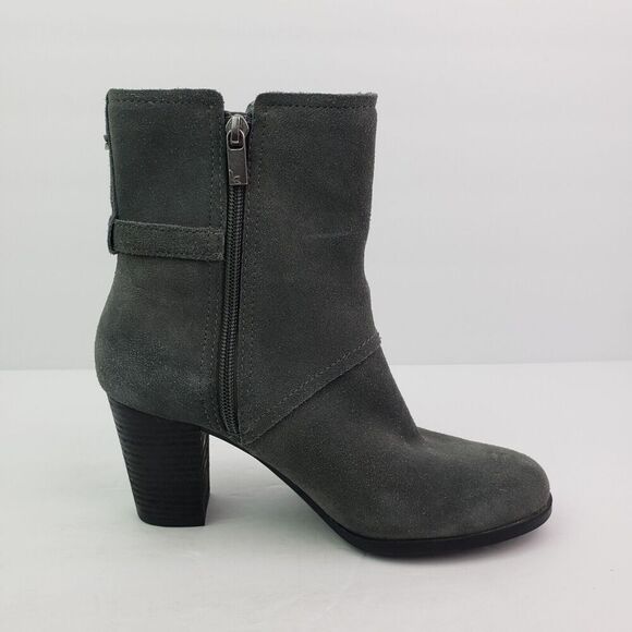 Koolaburra By Ugg Samiah Womens Size 7 Grey Suede Stacked Heel Booties Boots - Picture 3 of 12